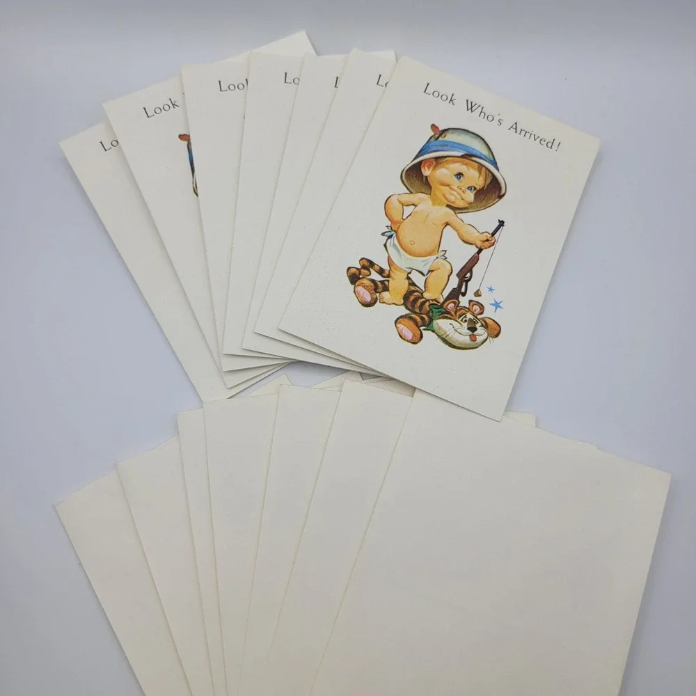 Vintage Ambassador‎ Cards Baby Announcement Card Set of 7 Safari Baby Boy Boxed
